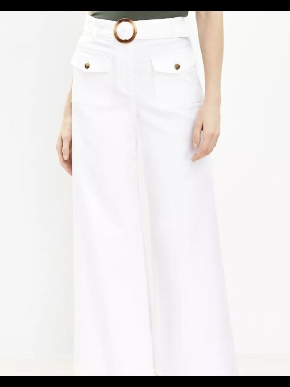 Like New LOFT White Wide Leg High Waist Belted Pants Size 6
